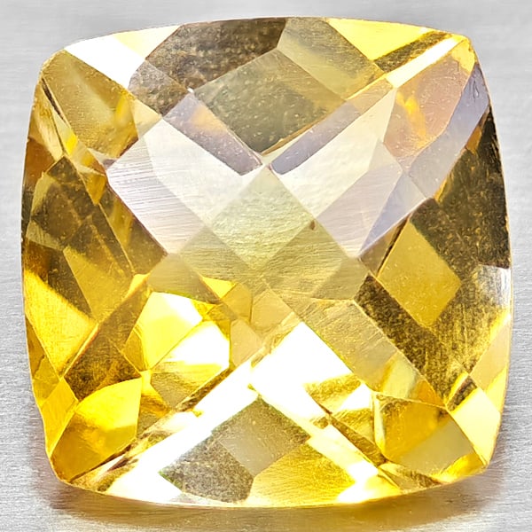Natural Yellow Citrine Gemstones 2.05 Ct. Cushion Checkerboard Cut 8.2 x 8.2 Mm.: Product ID: 801815320 Product Name: Natural Citrine Weight: 2.05 CT. Size: 8.2 x 8.2 x 5.3 MM. Shape: Cushion Checkerboard Cut Color: Yellow Clarity:VVS - VSI Luster: Good Gems Origin: Brazil Treatmen