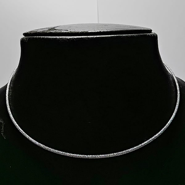 952 Sterling Silver Necklace Jewelry White Gold Plated Length 15 Inch. (1 of 3)
