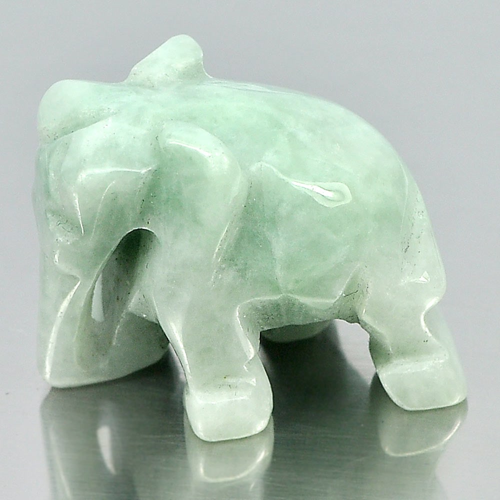 Natural Green Jade Gemstones 56.19 Ct. Elephant Carving 25 x 18 Mm. (1 of 3)