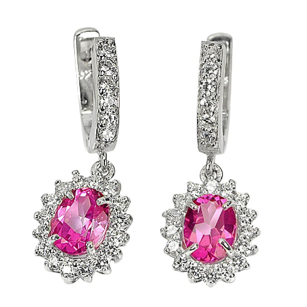 Natural Pink Topaz Gemstone with 925 Sterling Silver Earrings Jewelry 5.23 Grams (1 of 3)