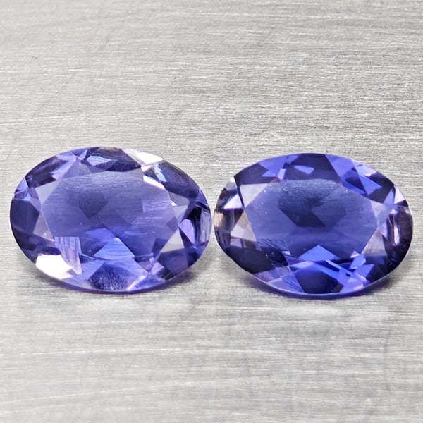 Natural Blue Iolite Gemstones 1.38 Ct. 2 Pcs. Oval Shape 7.2 x 5.1 Mm. (1 of 3)