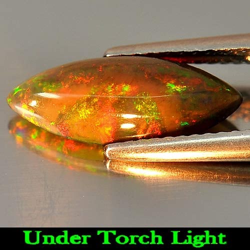 Natural Fire Red Black Opal Gemstones 1.64 Ct. Marquise Cabochon Shape 15 x 6.2 Mm. (1 of 3)