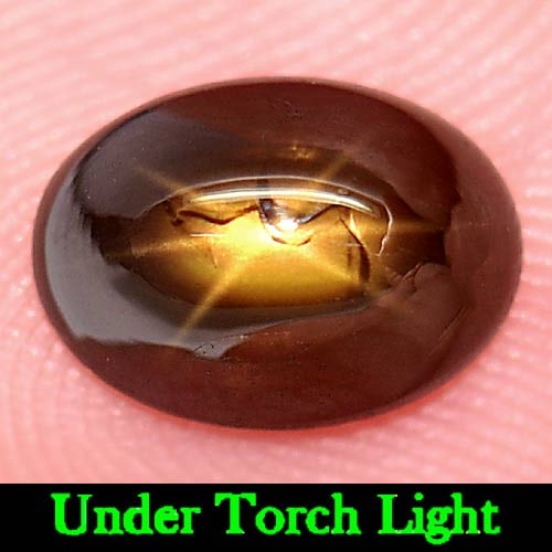 Natural Golden Star Sapphire Gemstones 6 Rays 2.07 Ct. Oval Cabochon Shape 8.6 x 6.3 Mm. (1 of 3)