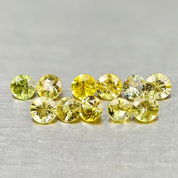 Natural Yellow Songea Sapphire Gemstones 1.20 Ct. 11 Pcs. Round Diamond Cut 2.8 Mm. (1 of 3)