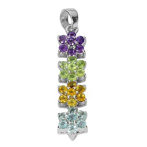 Natural Amethyst Peridot Citrine Topaz Gemstones 925 Sterling Silver Pendant Jewelry 3.97 Grams (1 of 3)