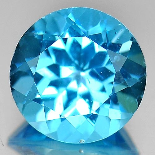 Natural Swiss Blue Topaz Gemstone 3.42 Ct. Round Shape 9 Mm.: Product ID: 807155886 Product Name: Natural Blue Topaz Weight: 3.42 CT. Size: 9 x 9 x 6 MM. Shape: Round Color: Swiss Blue Clarity:VSI Luster: Good Gems Origin: Brazil Treatment: Treated Crystal Struc