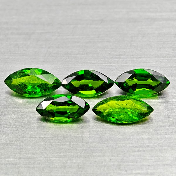 Natural Green Chrome Diopside Gemstones 1.48 Ct. 5 Pcs. Marquise Shape 6.1 x 3.1 Mm. (1 of 3)