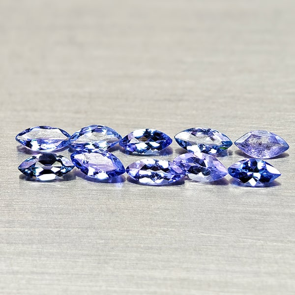 Natural Violetish Blue Tanzanite Gemstones 1.22 Ct. 10 Pcs. Marquise Shape 5 x 2.4 Mm. (1 of 3)
