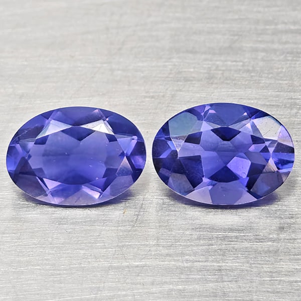 Natural Violet Blue Iolite Gemstones 1.26 Ct. 2 Pcs. Oval Shape 7.2 x 5.2 Mm. (1 of 3)