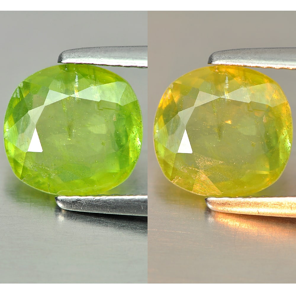 Natural Green Titanium Sphene Gemstones With Rainbow Spark 1.78 Ct. Oval Shape 8.5 x 8 Mm.: Product ID: 806507952 Product Name: Natural Sphene Weight: 1.78 CT. Size: 8.5 x 8 x 2.8 MM. Shape: Oval Color: Green Clarity:SI1 Luster: Adamantine Gems Origin: Madagascar Treatment: Unheated Crystal 