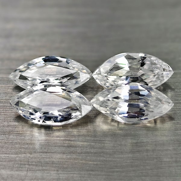Natural White Color Zircon Gemstones 3.07 Ct. 4 Pcs. Marquise Shape 8 x 4 Mm. (1 of 3)