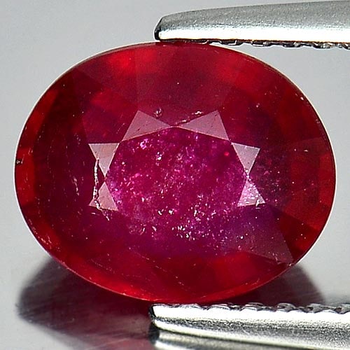 Natural Purplish Red Ruby Gemstones 2.67 Ct. Oval Shape 8.9 x 7.3 Mm.: Product ID: 805927264 Product Name: Natural Ruby Weight: 2.67 CT. Size: 8.9 x 7.3 x 4.2 MM. Shape: Oval Color: Red Clarity:VSI Luster: Good Gems Origin: Madagascar Treatment: Heated Lead-glass filling