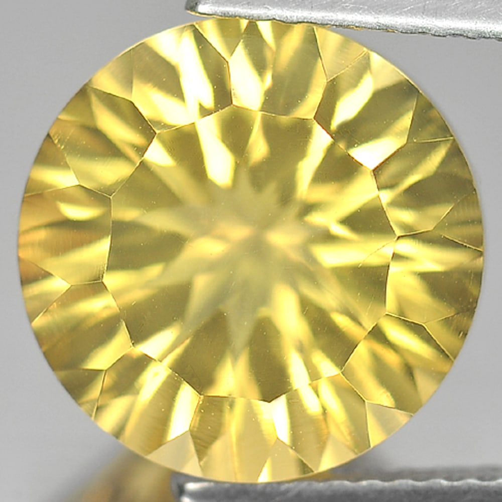 Natural Yellow Citrine Gemstones 6.29 Ct. Round Concave Cut 12 Mm. (1 of 3)