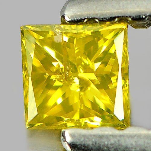 Natural Yellow Loose Diamond 0.15 Ct. Square Princess Cut 2.8 Mm. (1 of 3)