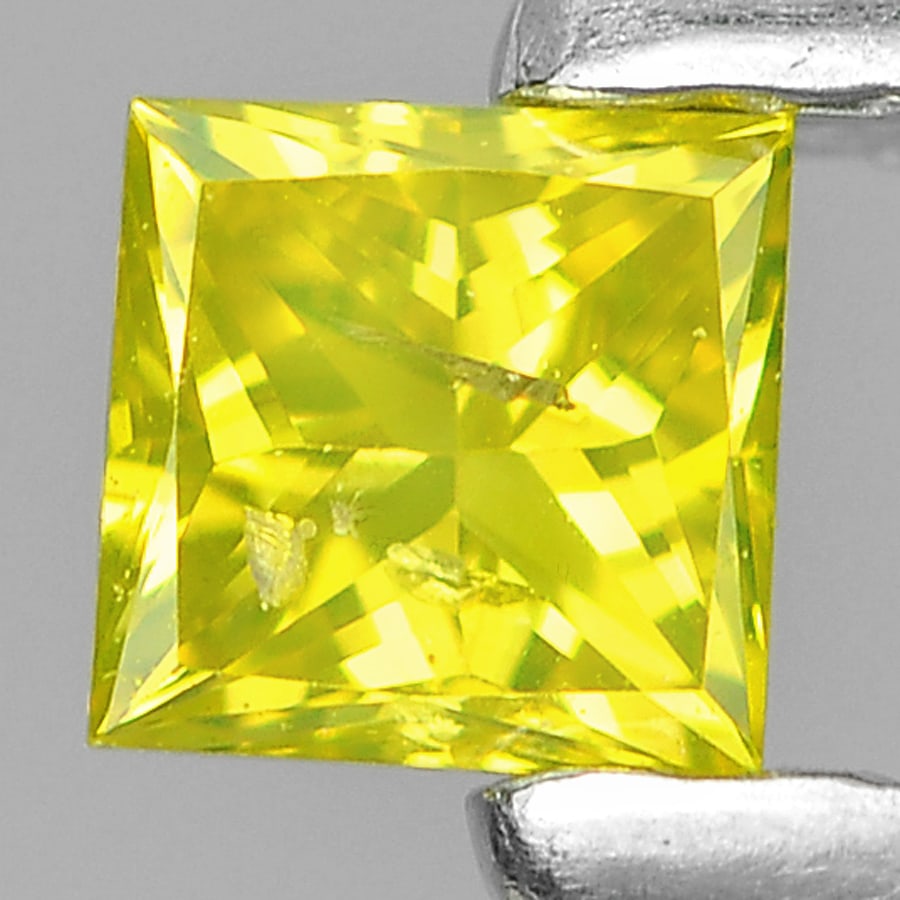 Natural Yellow Loose Diamond 0.12 Ct. Square Princess Cut 2.8 Mm.: Product ID: 802104555 Product Name: Natural Enhanced Diamond Weight: 0.12 CT. Size: 2.8 x 2 MM. Shape: Square Princess Cut Color: Yellow Clarity:SI1 Luster: Scintillating Gems Origin: Belgium Treatmen