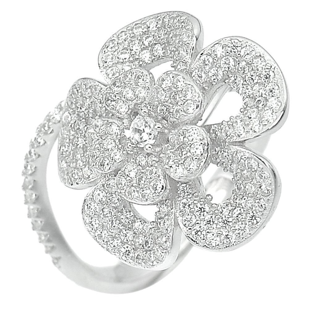 925 Sterling Silver Ring Jewelry White Gold Plated 5.20 Grams Size 7 (1 of 3)
