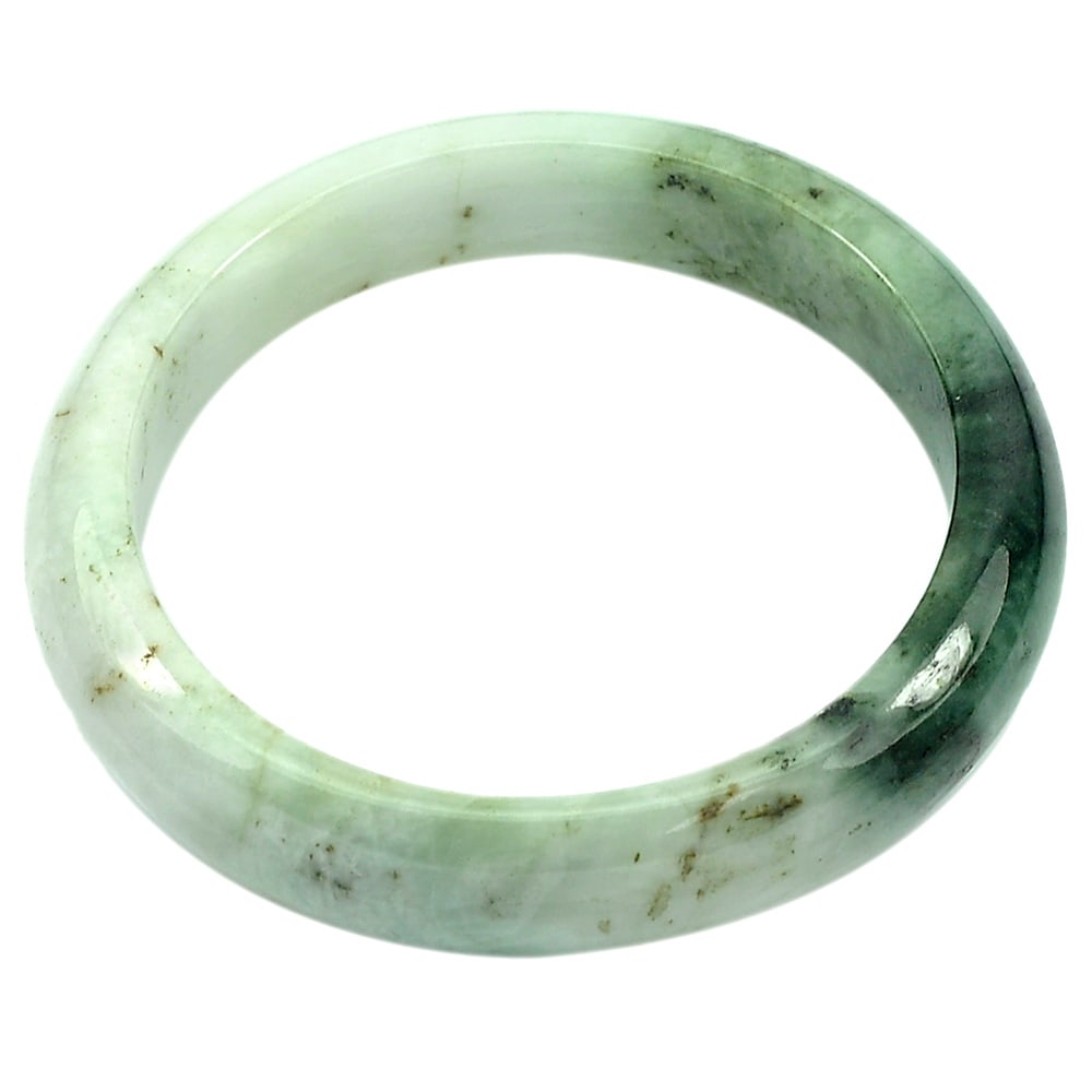Natural Green Jade Gemsotnes Bangle 306.50 Ct. Diameter 59 Mm.: Product ID: 819813521 Product Name: Natural Jade Weight: 306.50 CT. Size: 74 x 59 x 14 MM. Shape: Round Color: Green Clarity:Opaque Luster: Good Gems Origin: Thailand Treatment: Unheated Crystal Struc