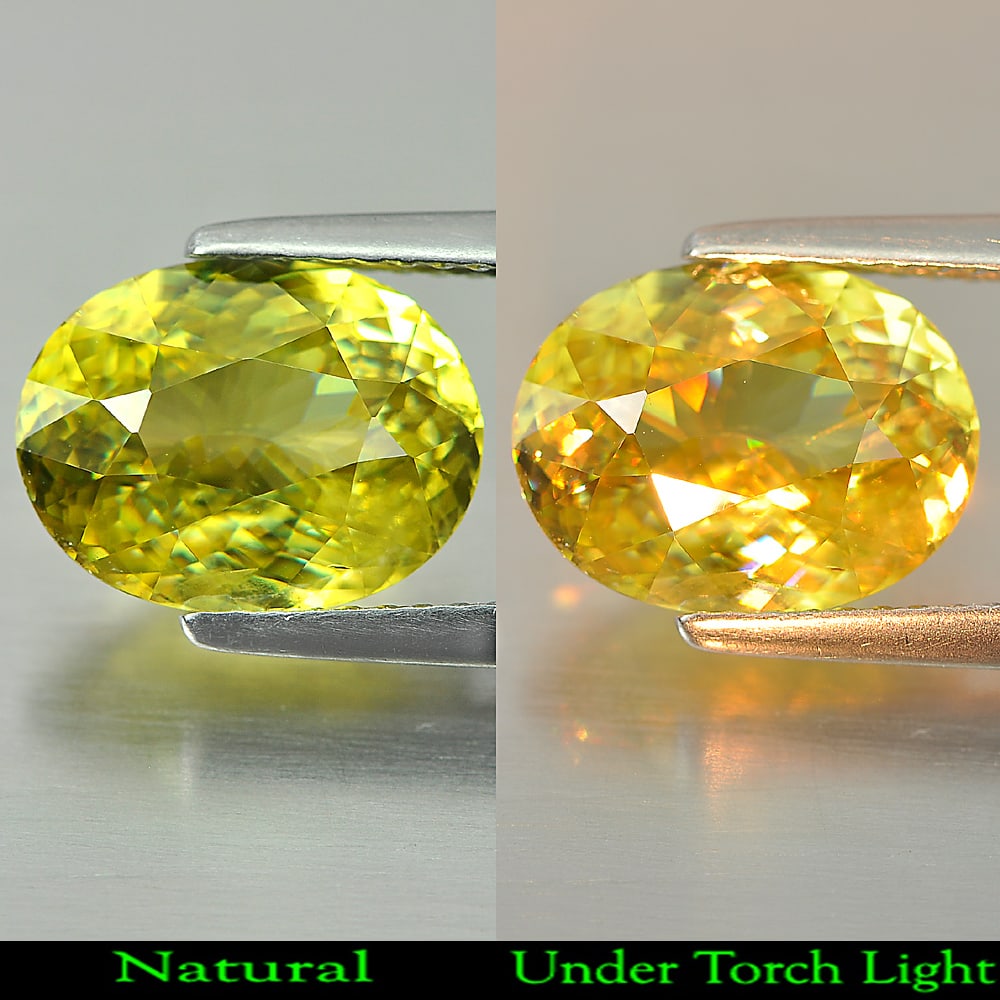 Natural Multi Color Titanium Sphene Gemstones With Rainbow Spark 3.48 Ct. Oval Shape 11 x 8.4 Mm.: Product ID: 806507745 Product Name: Natural Sphene Weight: 3.48 CT. Size: 11 x 8.4 x 5.2 MM. Shape: Oval Color: Multi Color With Rainbow Spark Clarity:VSI Luster: Adamantine Gems Origin: Madagascar Tr