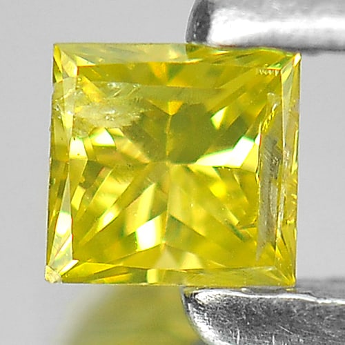 Natural Yellow Loose Diamond 0.13 Ct. Square Princess Cut 3 x 2.8 Mm. (1 of 3)