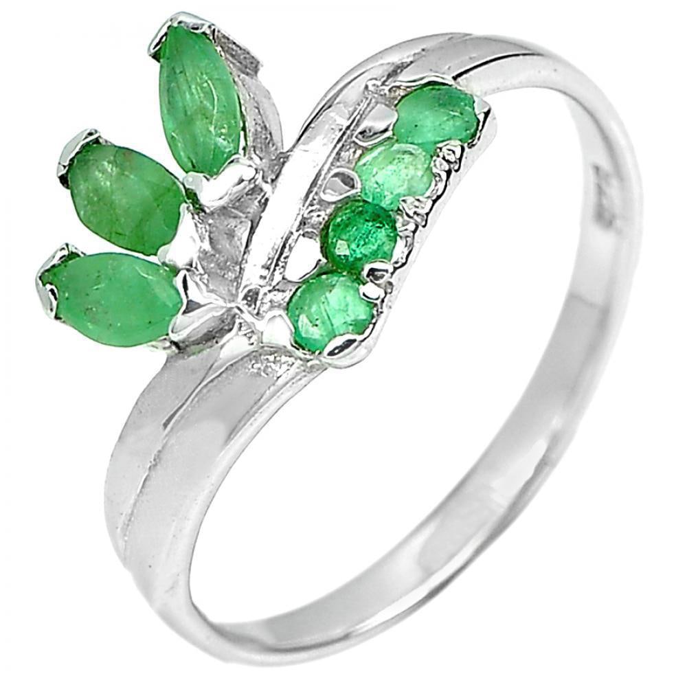 Natural Green Emerald Gemstones 925 Sterling Silver 1.83 Grams Ring Size 7 (1 of 3)