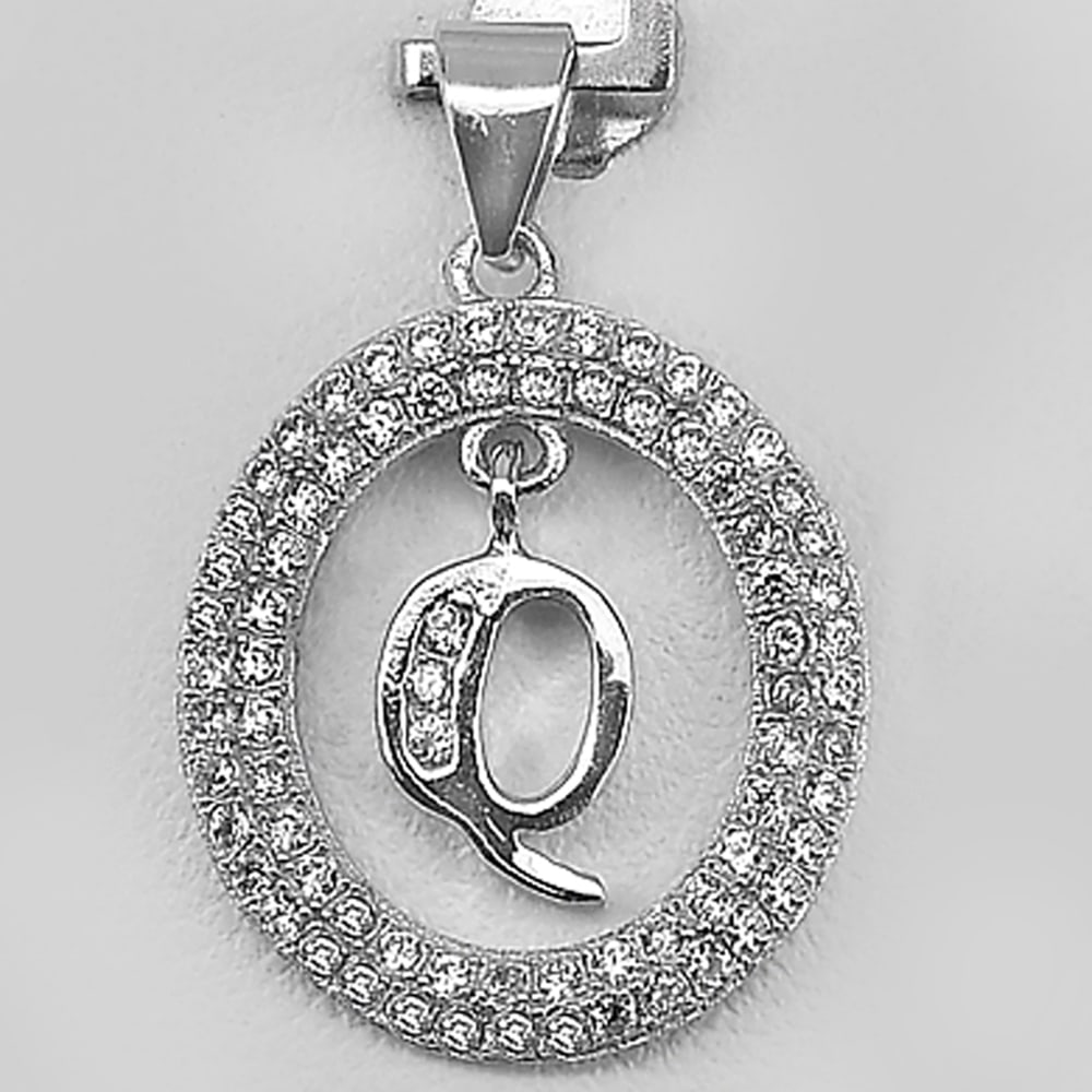 925 Sterling Silver Pendant Jewelry with CZ 21 x 17 Mm. Letter Q in Oval Halo: Product ID: 280530192 Product Type: 925 Sterling Silver Fine Jewelry Jewelry Weight: 2.00 Grams. Gemstones Color: Silver Metal: Solid Silver 92.5%. Gemstone Detail: About 2.00 Grams. Round White CZ Si