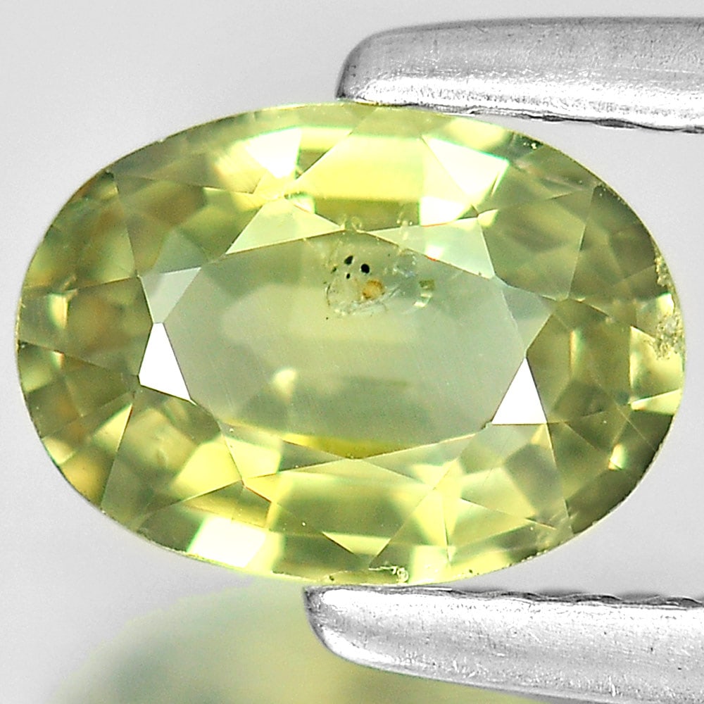 Natural Green Yellow Songea Sapphire Gemstones 1.08 Ct. Oval Shape 7.2 x 5.2 Mm. (1 of 3)