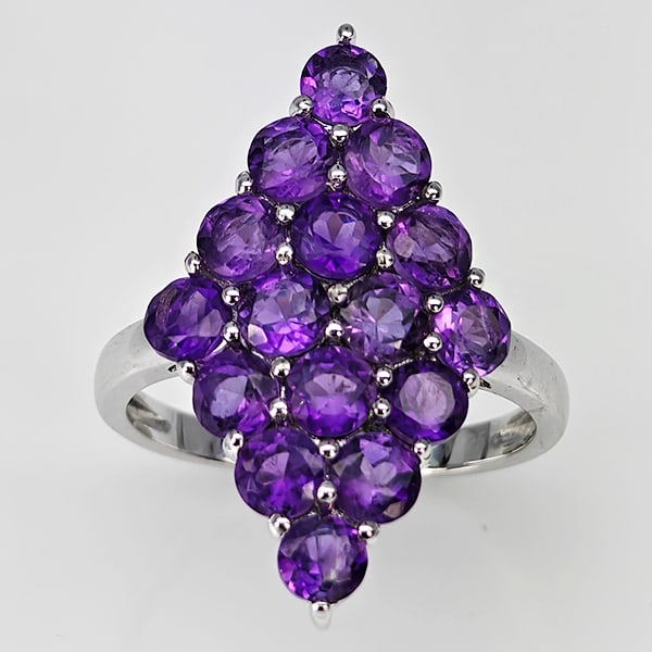 Natural Purple Amethyst Real 925 Sterling Silver Jewelry 4.65 Grams Ring Size 8 (1 of 3)