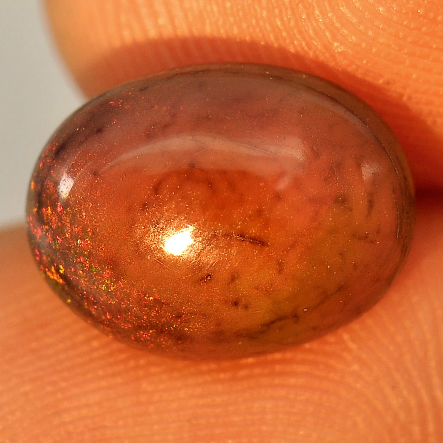 Natural Play Of Color Rainbow Fire Red Black Opal Gemstones 2.52 Ct Oval Shape Cabochon (1 of 3)