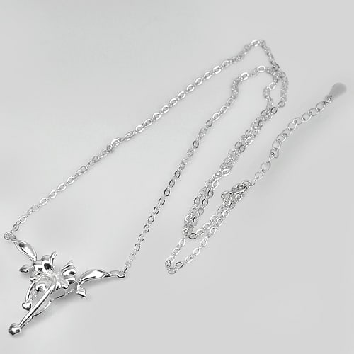 4.60 G. Nice Flower Design 990 Sterling Silver Necklace Length 17 Inch (1 of 3)
