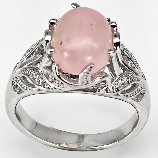 Natural Rose Pink Morganite Real 925 Sterling Silver Jewelry 6.20 Grams Ring Size 8 (1 of 3)