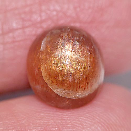 Natural Orange Sunstone Gemstones 3.76 Ct. Oval Shape Cabochon 10.1 x 9 Mm. (1 of 3)