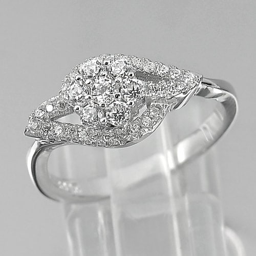 925 Sterling Silver Jewelry Ring Size 7.5 with White CZ Lovely Design 3.25 Grams (1 of 3)
