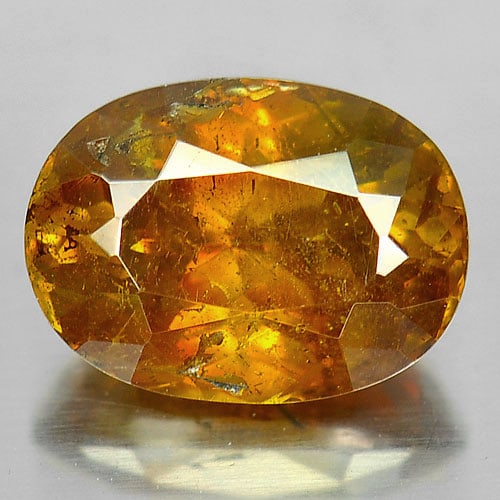 Natural Gem Yellow Sphalerite Gemstones 3.17 Ct. Oval Shape 6.99 x 9.55 Mm.: Product ID: 803300001 Product Name: Natural Sphalerite Weight: 3.17 CT. Size: 6.99 x 9.55 x 5.25 MM. Shape: Oval Color: Yellow Clarity:SI1 Luster: Good Gems Origin: Spain Treatment: Unheated Crystal S