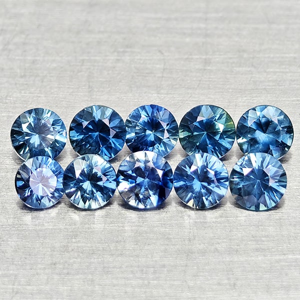 Natural Blue Sapphire Gemstones 0.68 Ct. 10 Pcs. Round Diamond Cut 2.4 Mm.: Product ID: 806162624 Product Name: Natural Blue Sapphire Weight: 0.68 CT. Size: 2.4 x 2.4 x 1.6 MM. Shape: Round Diamond Cut Color: Blue Clarity:VVS Luster: Good Gems Origin: Madagascar Treatment: He