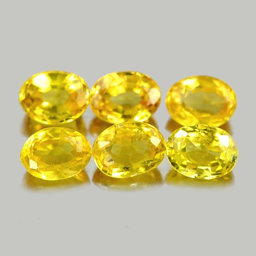 Natural Yellow Songea Sapphire Gemstones 1.58 Ct. 6 Pcs. Oval Shape 4.1 x 3.1 Mm.: Product ID: 806155576 Product Name: Natural Yellow Sapphire Weight: 1.58 CT. Size: 4.1 x 3.1 x 2.1 MM. Shape: Oval Color: Yellow Clarity:VSI Luster: Good Gems Origin: Tanzania Treatment: Heated Crysta