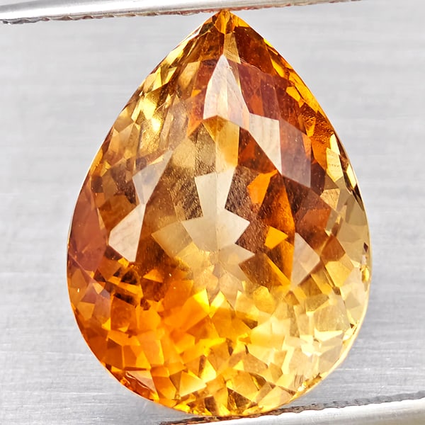 Natural Imperial Topaz Gemstones 13.03 Ct. Pear Shape 15.8 x 12.2 Mm. (1 of 3)