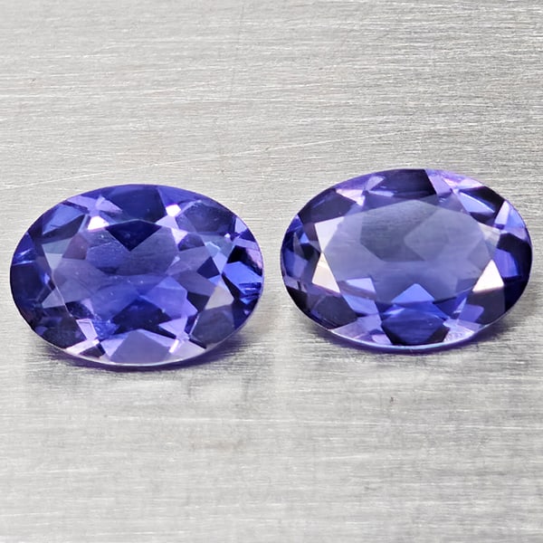 Natural Violetish Blue Iolite Gemstones 1.26 Ct. 2 Pcs. Oval Shape 7.2 x 5.2 Mm. (1 of 3)