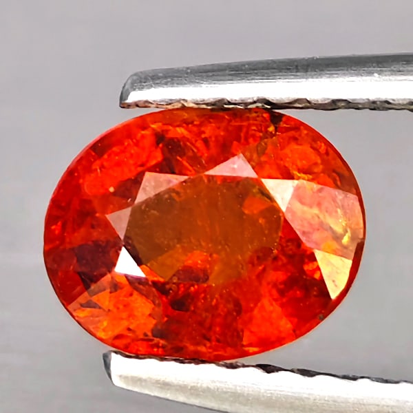 Natural Orangish Red Spessartine Garnet Gemstones 1.52 Ct. Oval Shape 7.2 x 5.7 Mm. (1 of 3)