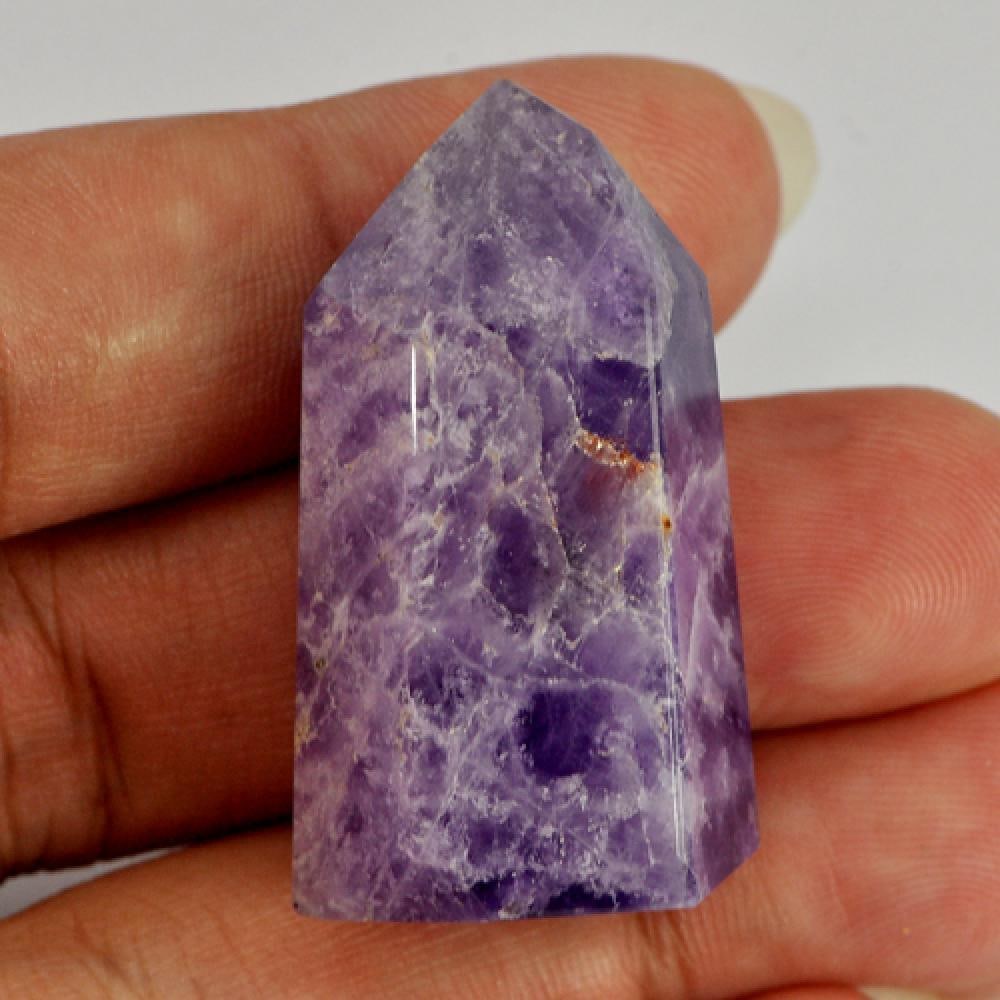 Natural Purple Amethyst Gemstones Rough 99.30 Ct. 35 x 17 Mm.: Product ID: 818300521 Product Name: Natural Rough Weight: 99.30 CT. Size: 35 x 17 x 13 MM. Shape: Rough Color: Purple Clarity:Opaque Luster: Good Gems Origin: Brazil Treatment: Unheated Crystal Struct