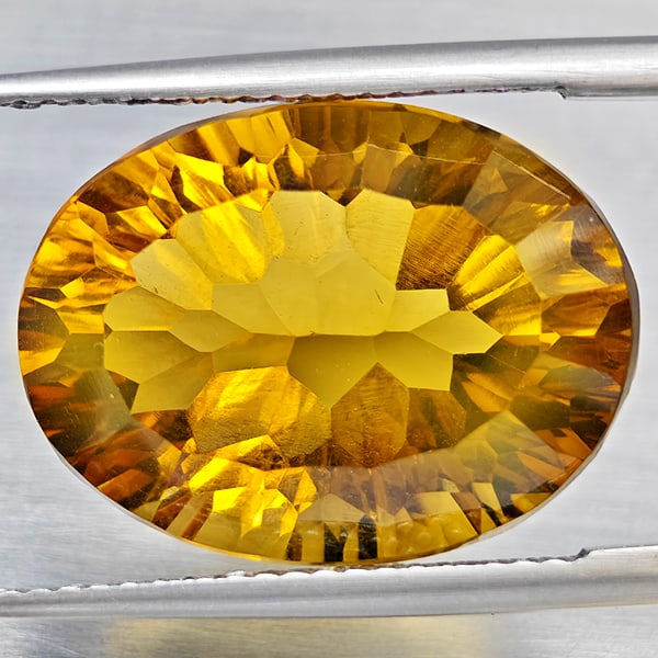 Natural Yellow Citrine Gemstones 11.80 Ct. Clean Oval Concave Cut 17.9 x 13.4 Mm. (1 of 3)