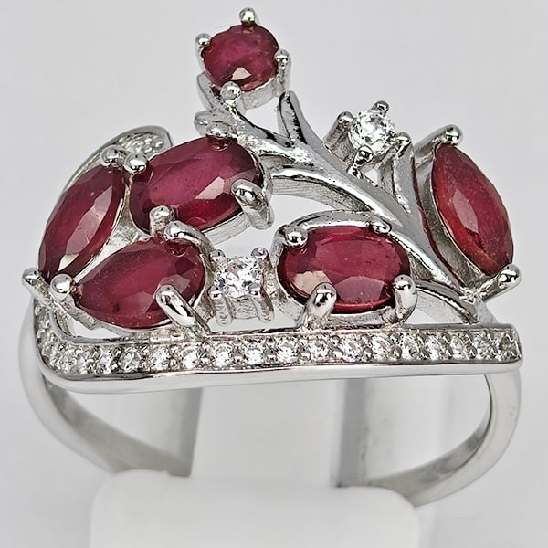 Natural Red Ruby Real 925 Sterling Silver Jewelry 4.04 Grams Ring Size 10.5 (1 of 3)