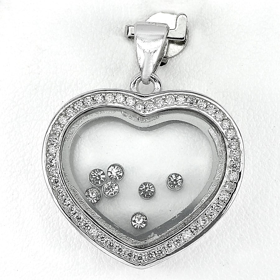 6.66 G. Round Cz White Real 925 Sterling Silver Jewelry Heart Pendant: Product ID: 202101669 Product Type: 925 Sterling Silver Fine Jewelry Jewelry Weight: 6.66 Grams. Gemstones Color: Silver Metal: Solid Silver 92.5%. Gemstone Detail: Round White CZ Size 1 x 1 Mm. Many 