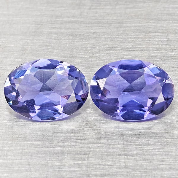 Natural Violet Blue Iolite Gemstones 1.34 Ct. 2 Pcs. Oval Shape 7.1 x 5.1 Mm. (1 of 3)