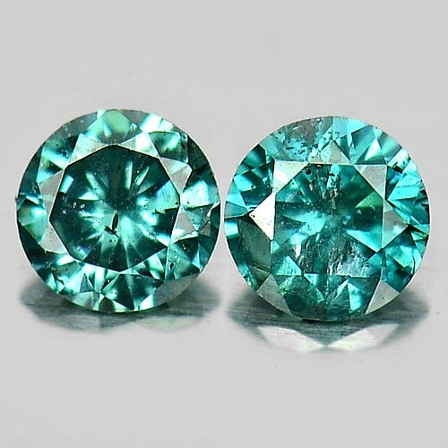 Natural Blue Loose Diamond 0.13 Ct. 2 Pcs. Round Brilliant Cut 2.6 Mm. (1 of 3)