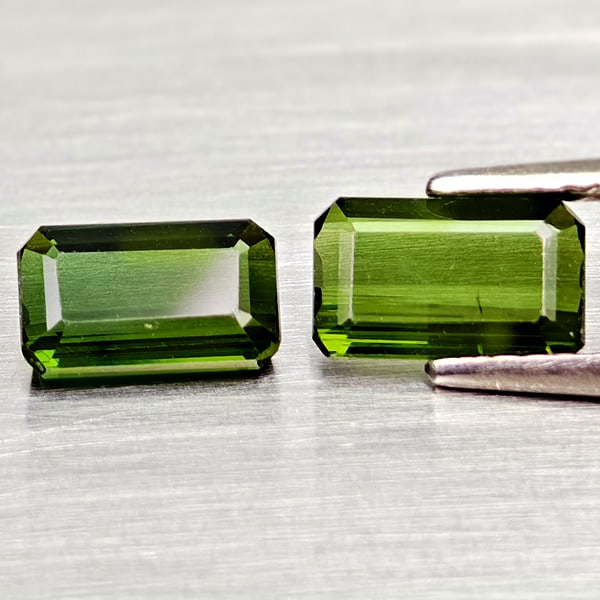 Natural Green Tourmaline Gemstones 1.77 Ct. 2 Pcs. Octgon Shape: Product ID: 807250895 Product Name: Natural Tourmaline Weight: 1.77 CT. Size: 7.6 x 4.7 x 2.2 to 7.2 x 4.5 x 3 MM. Shape: Octagon Color: Green Clarity:VSI Luster: Good Gems Origin: Nigeria Treatment: 