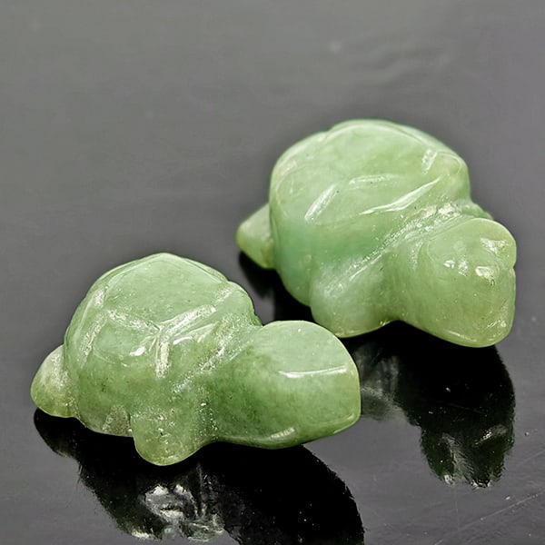 Natural Genuine Multi Color Jade 44.05 Ct. 2 Pcs. Turtle Carving Shape (1 of 3)