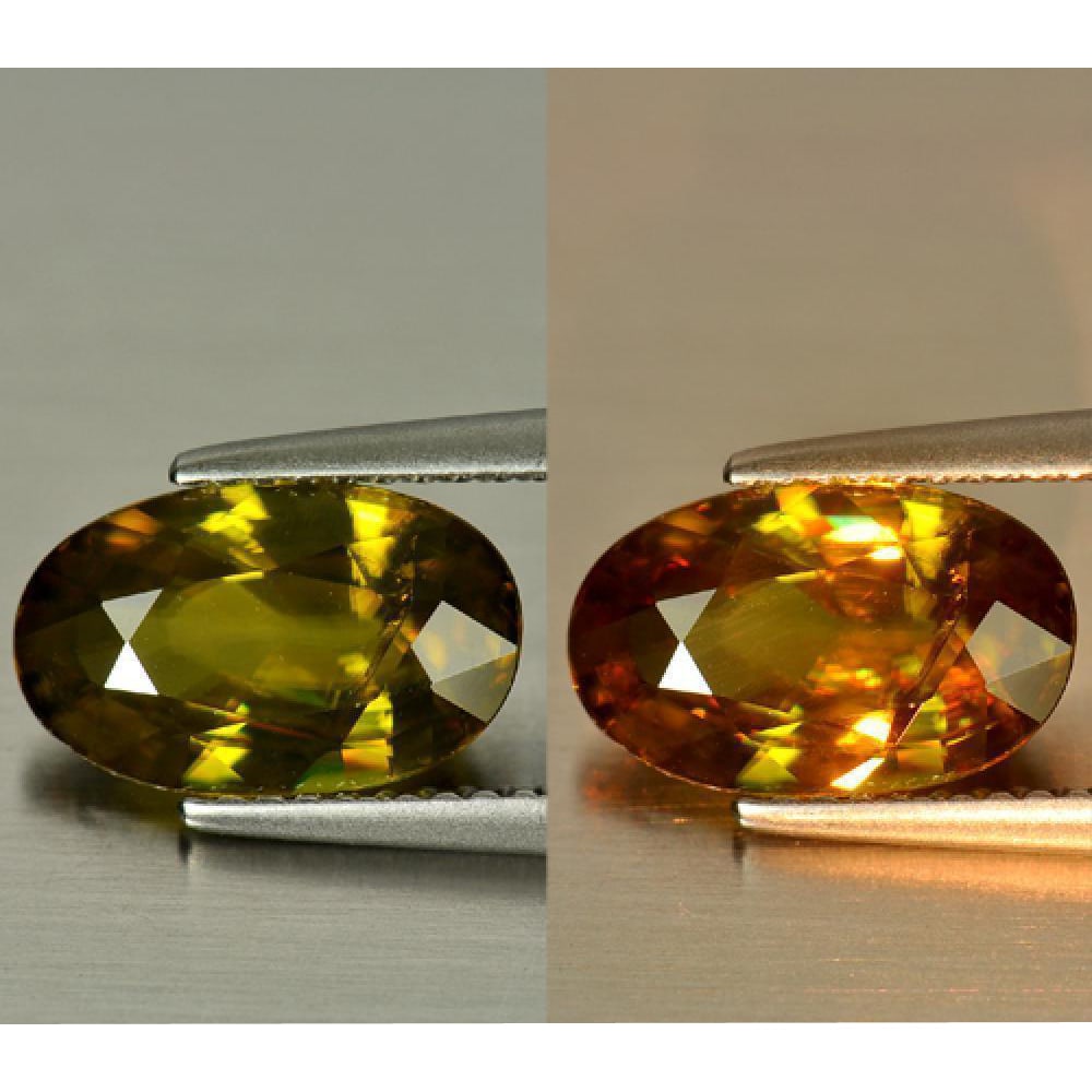 Natural Greenish Yellow Titanium Sphene Gemstones With Rainbow Spark 2.38 Ct. Oval Shape 11.1 x 6.9: Product ID: 806505755 Product Name: Natural Sphene Weight: 2.38 CT. Size: 11.1 x 6.9 x 4 MM. Shape: Oval Color: Multi-Color Clarity:SI1 Luster: Adamantine Gems Origin: Madagascar Treatment: Unheated C
