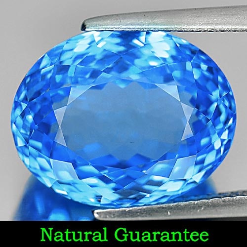 Natural Swiss Blue Topaz Gemstones 16.16 Ct. Oval Shape 15.6 x 12.5 Mm. (1 of 3)