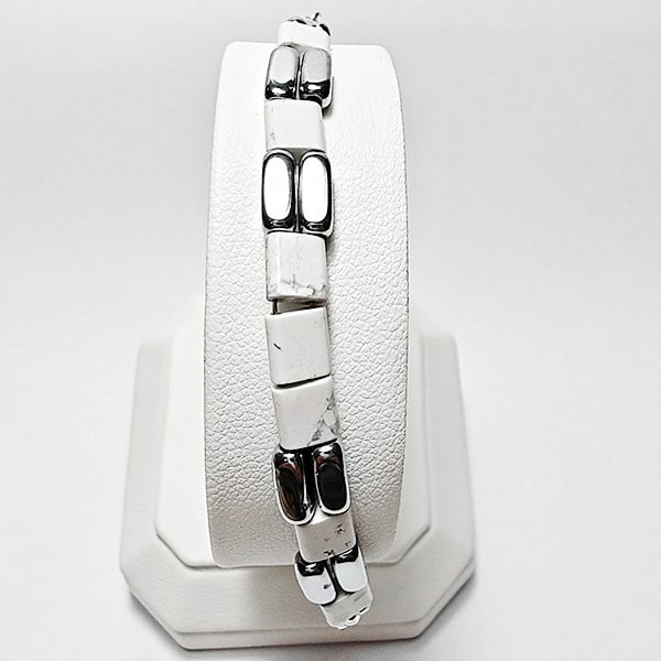 925 Sterling Silver Bracelet Jewelry Howlite Stone Max Length 6 Inch. (1 of 3)