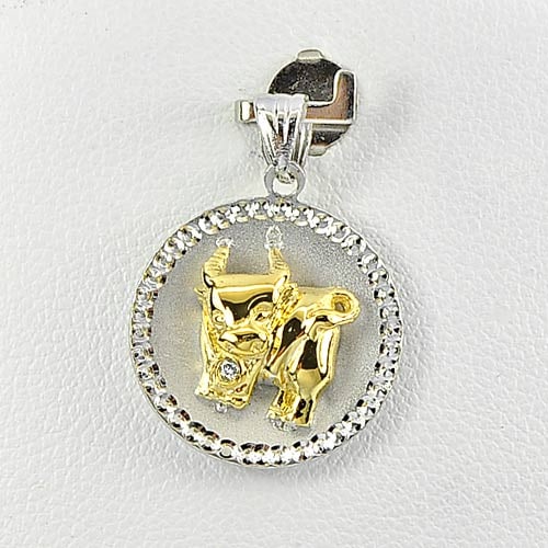 Zodiac Animal For Sign Cow Real 925 Sterling Silver Two Color Pendant 2.10 G.: Product ID: 280530031 Product Type: 925 Sterling Silver Fine Jewelry Jewelry Weight: 2.10 Grams. Gemstones Color: Silver Metal: Solid Silver 92.5%. Gemstone Detail: Average Range 1.85 - 2.10 Grams Per